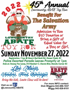 ABATE Lowcountry TOY RUN November 27, 2022