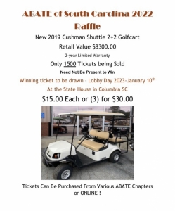 Abate of South Carolina 2022 Golf Cart Raffle