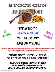Bubba's Pub-N-Grub Turkey Shoot - Fridays starting at 7:30pm